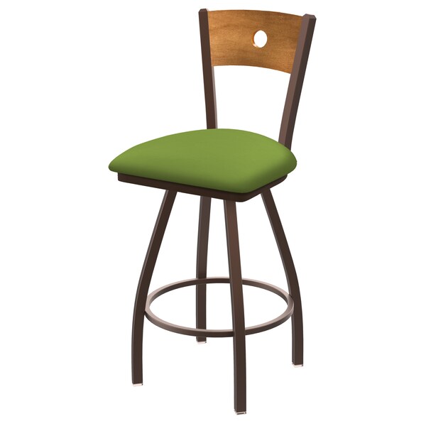 36" Swivel Counter Stool, Black Wrinkle, Med Back, Canter Kiwi Green Seat
